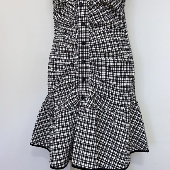 Parker Dress"Yael"Black White Seersucker Flirty Ruffle Mini Dress Nwot S… - Picture 4 of 9